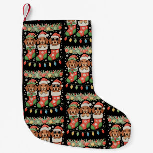Drie Kerstelf Dachshonden Kerst Soks Grappig Kleine Kerstsok