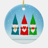 Drie kerstgnomen keramisch ornament (Achterkant)