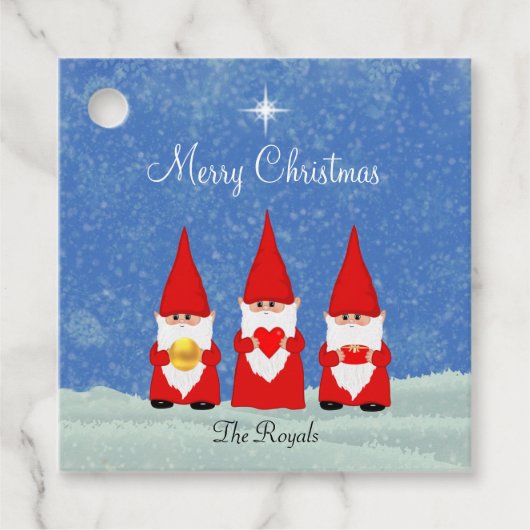 Drie Kerstkabouters Bedankjes Labels (Voorkant)