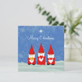 Drie Kerstkabouters kaart (Staand voorkant)