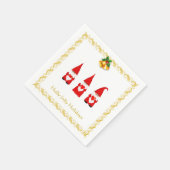 Drie Kerstkabouters op Witte Servetten (Hoek)