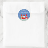 Drie Kerstkabouters Ronde Sticker (Tas)