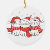 Drie kerstkatten in Petten en sjaals Keramisch Ornament (Voorkant)
