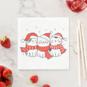 Drie kerstkatten in Petten en sjaals Servet (Insitu)