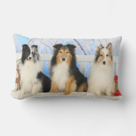 Drie kerstkerst met Sheltie Colors Kussen