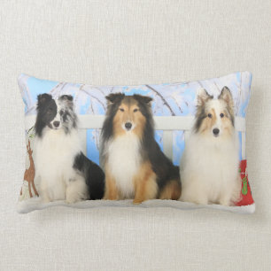 Drie kerstkerst met Sheltie Colors Kussen
