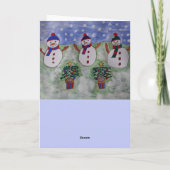 Drie kerstkerst met Snowmen Kaart (Achterkant)