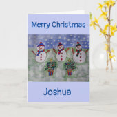 Drie kerstkerst met Snowmen Kaart (Gele Bloem)