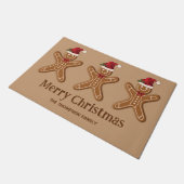 Drie kerstkoekjes van gemberkoek & aangepaste teks deurmat (Schuin)