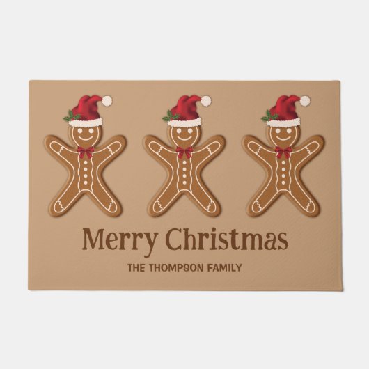 Drie kerstkoekjes van gemberkoek & aangepaste teks deurmat (Voorkant)