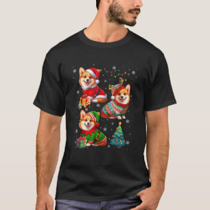 Drie Kerstman Rendier Elf Corgi's die Trui Ow drag T-shirt