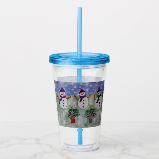 Drie kerstmannen acryl drinkbeker (Voorkant)