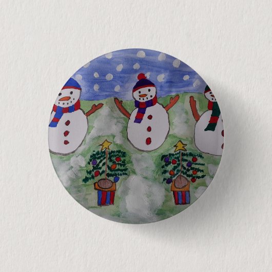 Drie kerstmannen ronde button 3,2 cm (Voorkant)