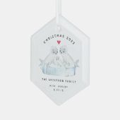 Drie kerstnaadfamilies glas ornament (Voorkant links)