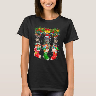 Drie kerstrenrenrenrennen Elf Schnauzer-honden in T-shirt