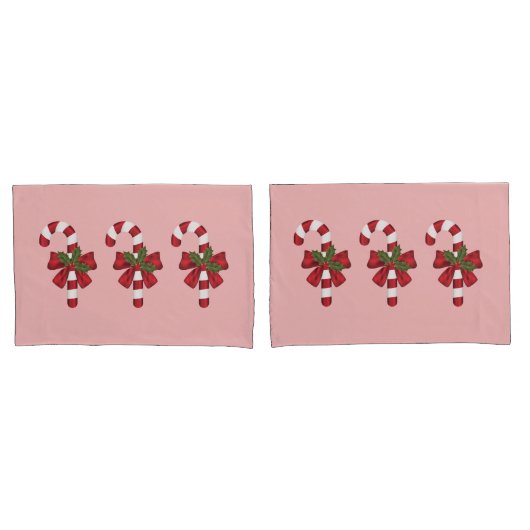 Drie kerstsnoepjes op lichtroze kussensloop (Voorkant-Set)