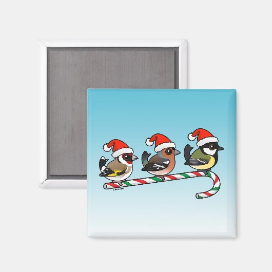 Drie kerstvinken (EU) Magneet (Voorkant / Achterkant)