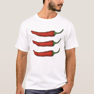 Drie kinderen die hete, rode Chili Pepper Vegetabl T-shirt