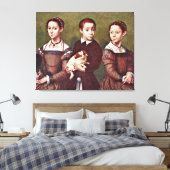 Drie Kinderen met Dog, mooi kunstschilderij Canvas Afdruk (Insitu (Slaapkamer))