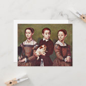 Drie Kinderen met Dog, mooi kunstschilderij Kaart (Voorkant / Achterkant in situ)