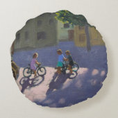 Drie kinderen met fietsen Spanje Rond Kussen (Achterkant)