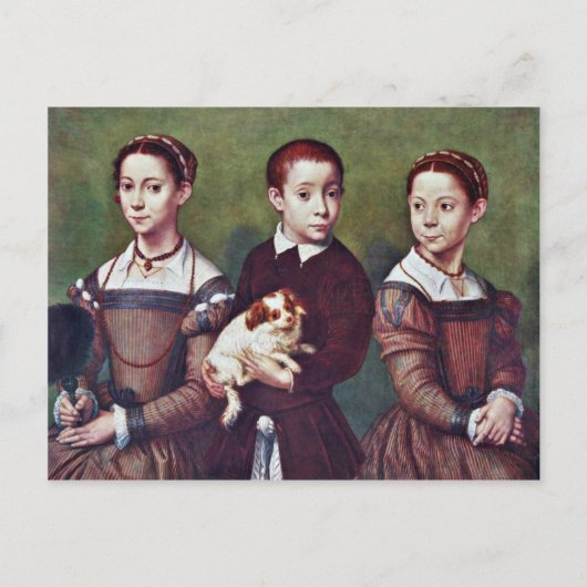 Drie kinderen met hond van Anguissola Sofonisba Briefkaart (Voorkant)