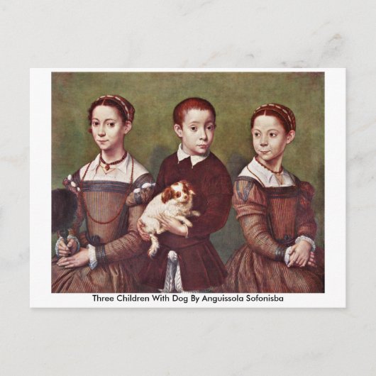 Drie kinderen met hond van Anguissola Sofonisba Briefkaart (Voorkant)