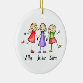 Drie kinderen op maat keramisch ornament (Rechts)