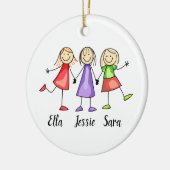 Drie kinderen op maat keramisch ornament (Links)