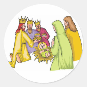 Drie Kings Birth Christus Ronde Sticker