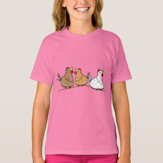 Drie kippen op een Branche - Meisjes T-shirt