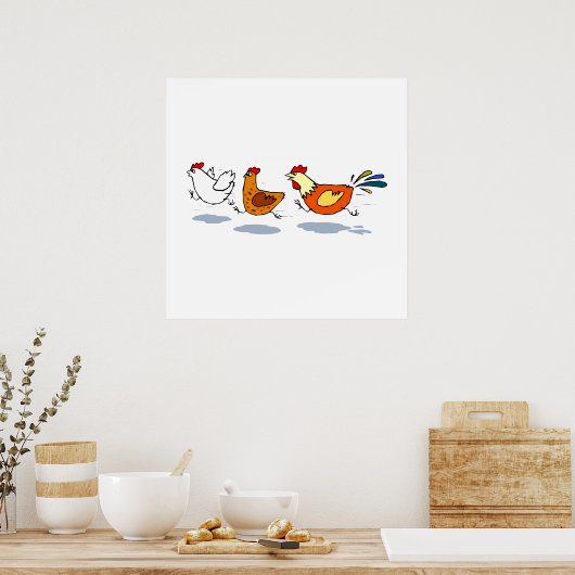 Drie kippen poster (Keuken)