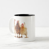 Drie kippen tweekleurige koffiemok (Voorkant links)