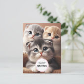Drie Kittens Happy Birthday Briefkaart (Staand voorkant)