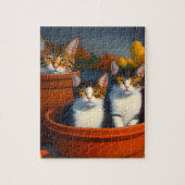 Drie Kittens in bloempotten, puzzel (Verticaal)
