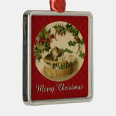 Drie Kittens in een kerstversiering Metalen Ornament (Rechts)