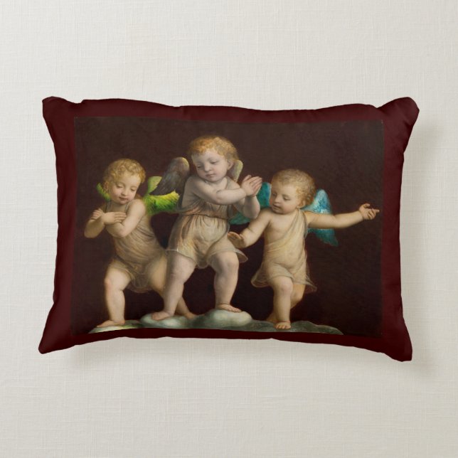Drie Kleine Cherubs of Angels Decoratief Kussen (Achterkant)