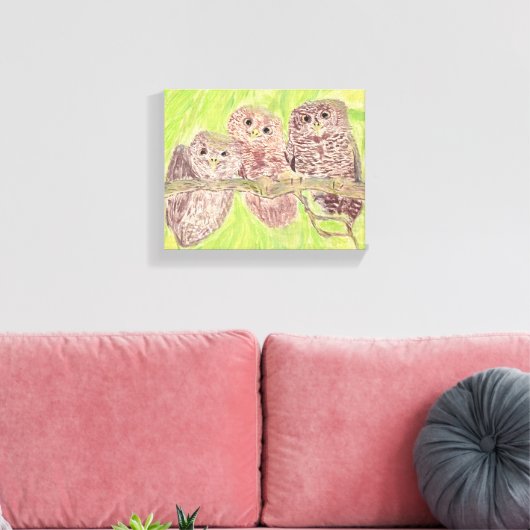 Drie kleine cowling-eigenaars - acrylschilderij. canvas afdruk (Insitu (Woonkamer))