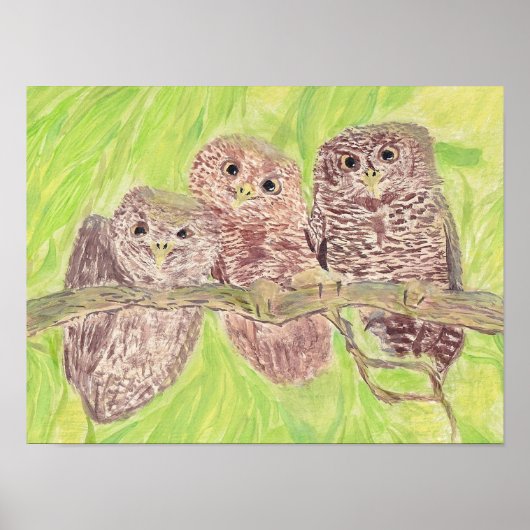 Drie kleine cowling-eigenaars - acrylschilderij. poster (Voorkant)