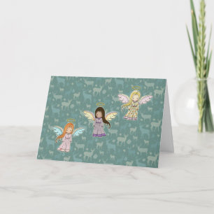 Drie Kleine Engelen Kerstkaart Feestdagen Kaart