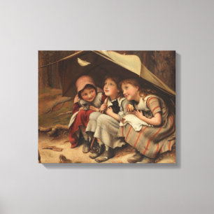 Drie kleine Kittens (door Joseph Clark) Canvas Afdruk