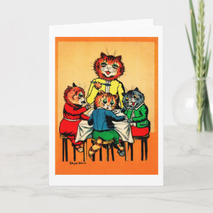 Drie Kleine Kittens en Moeder Louis Wain Kaart