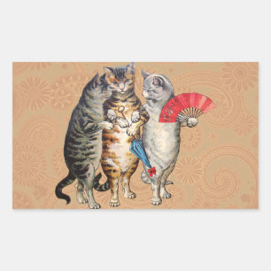 Drie Kleine Kittens Moeder de Gans Illustratie Rechthoekige Sticker