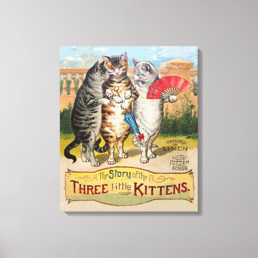Drie kleine Kittens Moeder Goose Illustratie Canvas Afdruk (Voorkant)