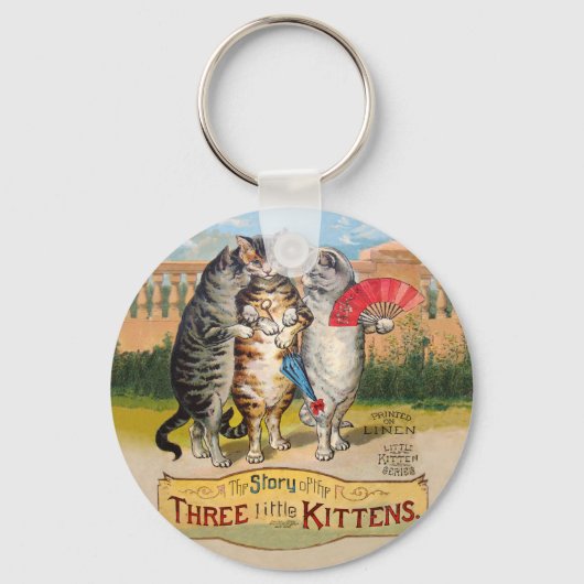 Drie Kleine Kittens Mother Goose Illustratie Sleutelhanger (Voorkant)