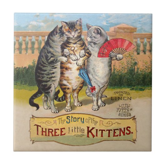 Drie Kleine Kittens Mother Goose Illustratie Tegeltje (Voorkant)