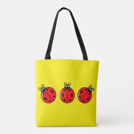 Drie kleine Ladybugs - All-Over-Print Canvas tas, Draagtas (Achterkant)
