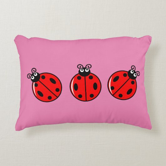 Drie Kleine Ladybugs - geborsteld polyester Accent Kussen (Voorkant)