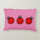 Drie Kleine Ladybugs - geborsteld polyester Accent Kussen (Achterkant)