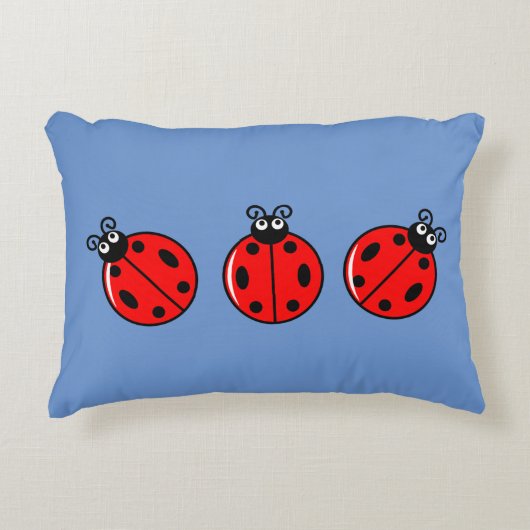 Drie Kleine Ladybugs - geborsteld polyester Accent Kussen (Voorkant)